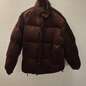Forever 21 Men's Dark Brown Corduroy Puffer Jacket